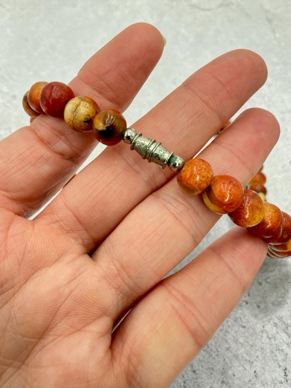 Vintage Chunky Apple Coral Graduated Bead Necklace 18” 80g Barrel Clasp Boho Lux - Picture 12 of 17